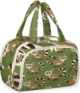Funny Ringtail Print Large Toiletry Bag for Women Cartoon Animal | Puffy Lightweight Travel Toiletry Bag, Wide-open Cosmetic Makeup Bag Organizer with Handle for Toiletries Accessories