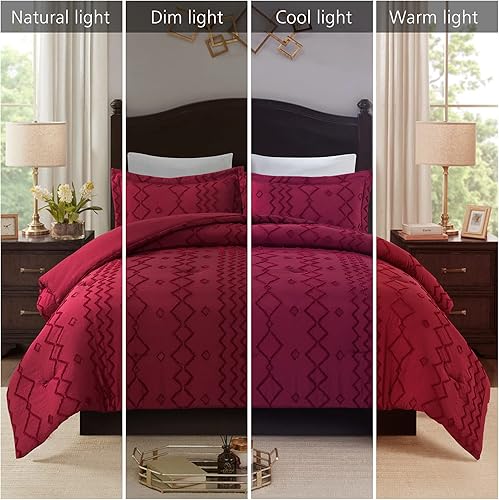 Miniatura 7 de JML Juego de edredón tamaño King, juego de edredón de 3 piezas con 2 fundas de almohada, juego de ropa de cama de jacquard con patrón geométrico