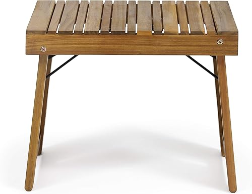Miniatura 9 de Christopher Knight Home Hilton Outdoor - Mesa auxiliar plegable de madera de acacia, acabado de teca