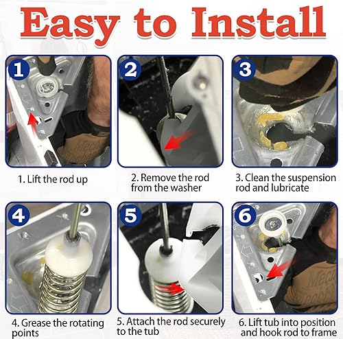 Miniatura 8 de WA45M7050AWA4 WA456DRHDWRAA WA50R5200AWUS WA50R5400AVUS WA456DRHDSUAA Barras de suspensión para lavadora, 25.6 pulgadas aptas para lavadora Sam-sung