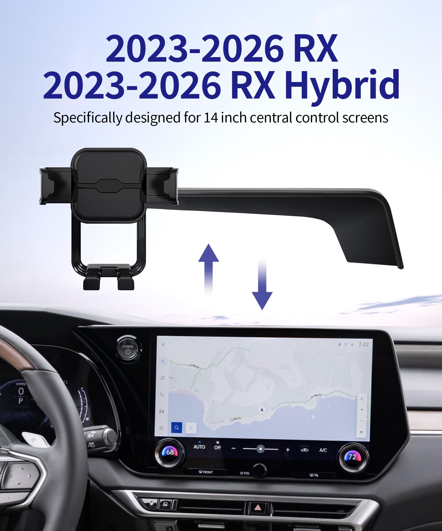 Supporto per telefono per auto per Lexus RX/RX Hybrid 2023-2025, rotazione a 360°, clip fissa per schermo da 14", staffa di navigazione per accessori auto, supporto per cellulare per