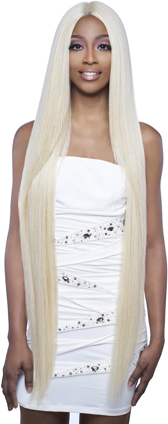 LSD90 (1 Jet Black) - Harlem 125 Synthetic 6" Deep Part Swiss Lace Front Wig Extra Long 42"