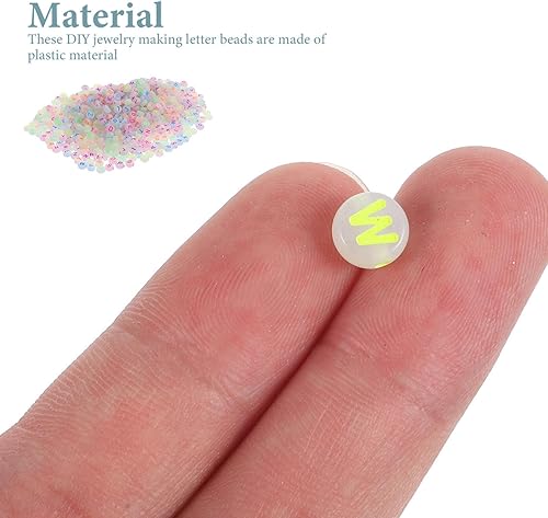 Miniatura 6 de COHEALI Cuentas de letras que brillan en la oscuridad, 1000 cuentas acrílicas del alfabeto que brillan en la oscuridad, cuentas sueltas A-Z