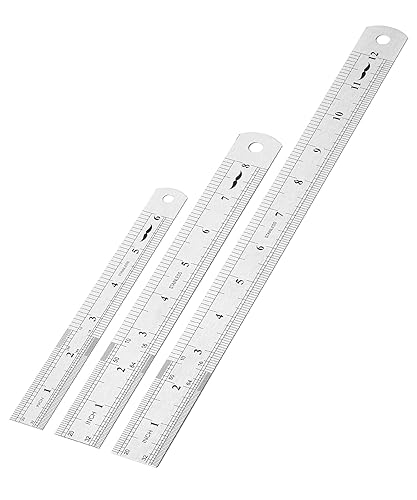 Miniatura 44 de Mr. Pen Reglas de acero, 6, 8, 12, 14 pulgadas, reglas de metal, paquete de 4