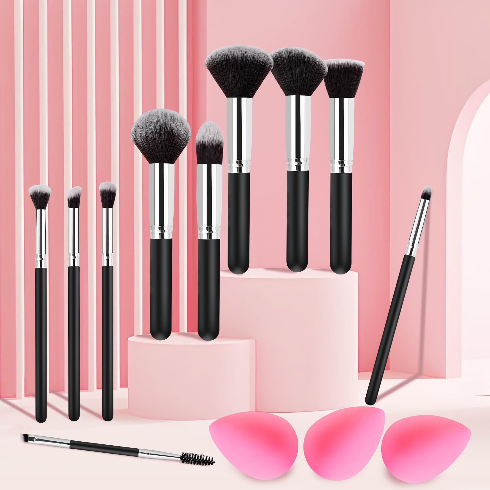 Stocking Stuffers for Women Teen Girls - Christmas Gifts 13 Pcs Makeup Brushes Set, Premium Kit with Foundation Concealer Makeup Blush Sponge, Professional Beauty Accessories for Women Sister Birthday