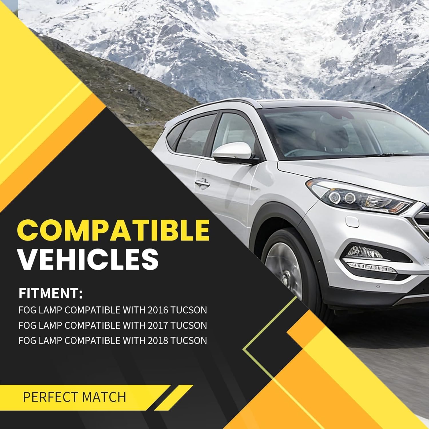 Pair Fog Lights Compatible with 2016 2017 2018 Tucson Passenger & Driver Side Fog Lamps w/Cover Left ? Right Side