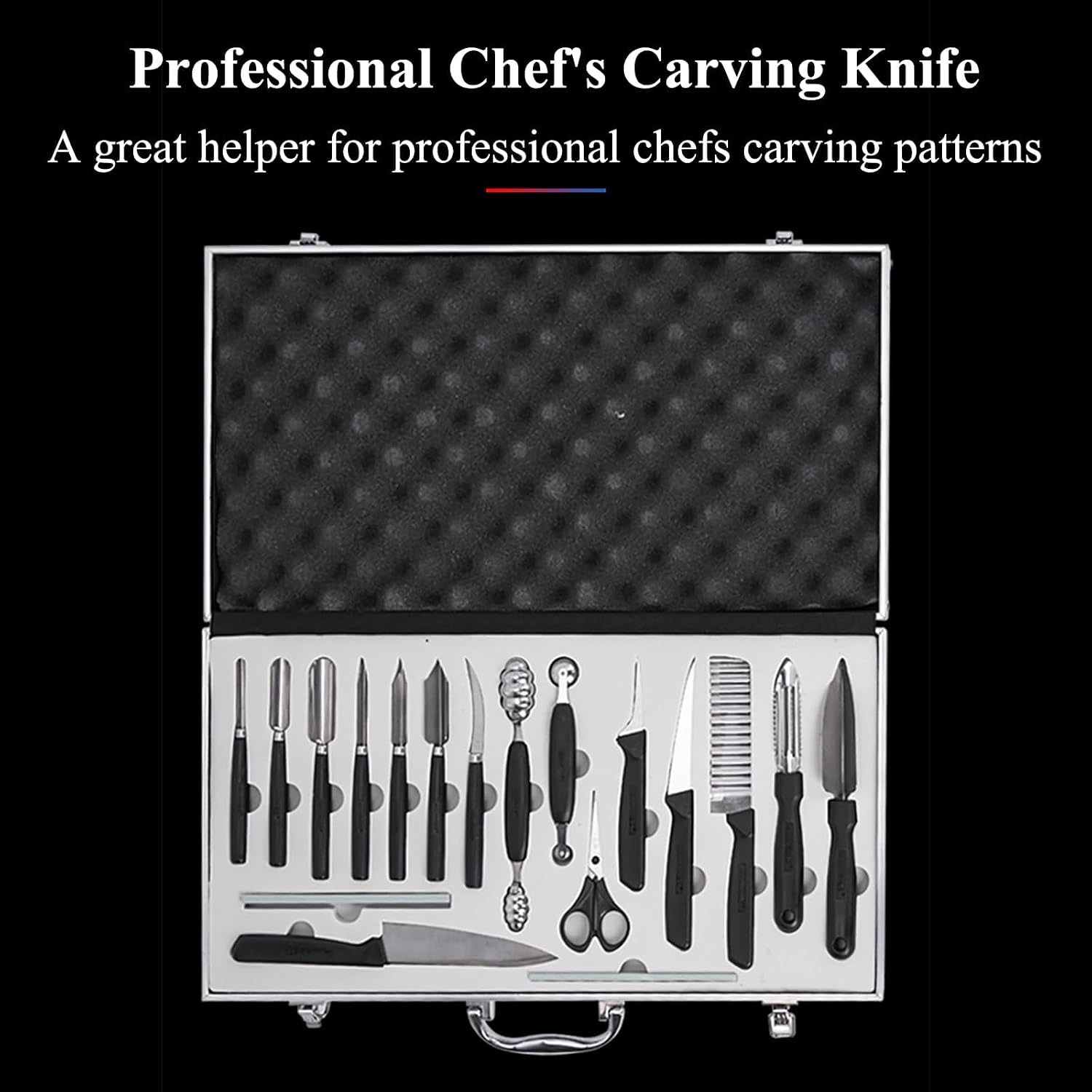 Professional Culinary Carving Kit, 18-piece Food Carving Tool Kit, Culinary Carving Peeling Tools, for Fruit and Vegetable Garnishing, Making Food a Work Of Art In Your Hands