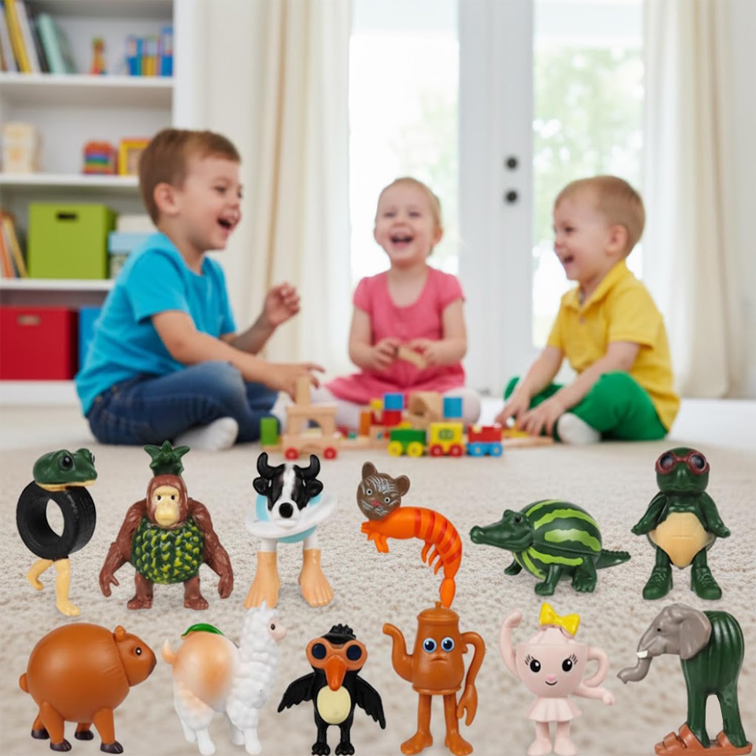 24PCS Italian Brainrot Meme Shark Figures Toys, 2 Inch Tralalero Tralala Action Figure, Tung Tung Tung Sahur Doll, Kids Birthday Party Favors Gift