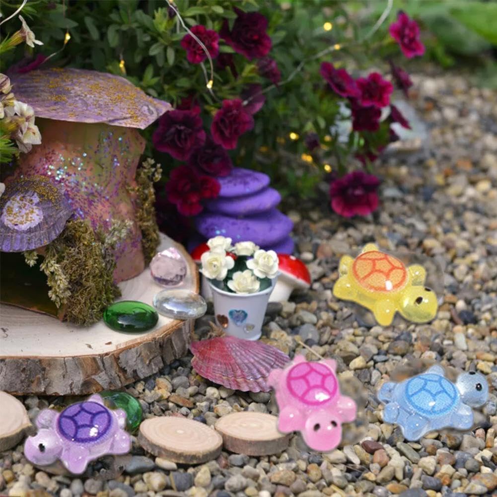100 Mini Figurines Tortues Lumineuses En Résine - 10 Couleurs Décoration DIY Pour Téléphone, Bureau, Aquarium
