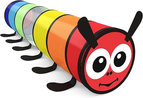 Túnel de juego para niños pequeños de 1 a 3 años, colorido túnel de bebé desplegable para que los niños gateen a través de 6 pies con malla