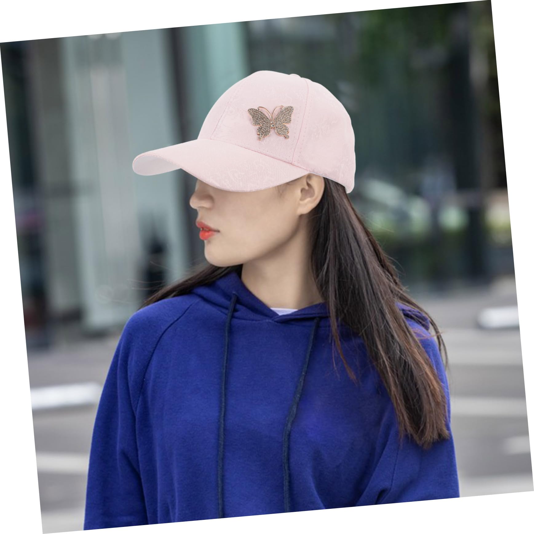 YSJNHX Czapka z daszkiem Rhinestone Butterfly dla dziewczynek do biegania turystyka letnia parasolka damska czapka z daszkiem