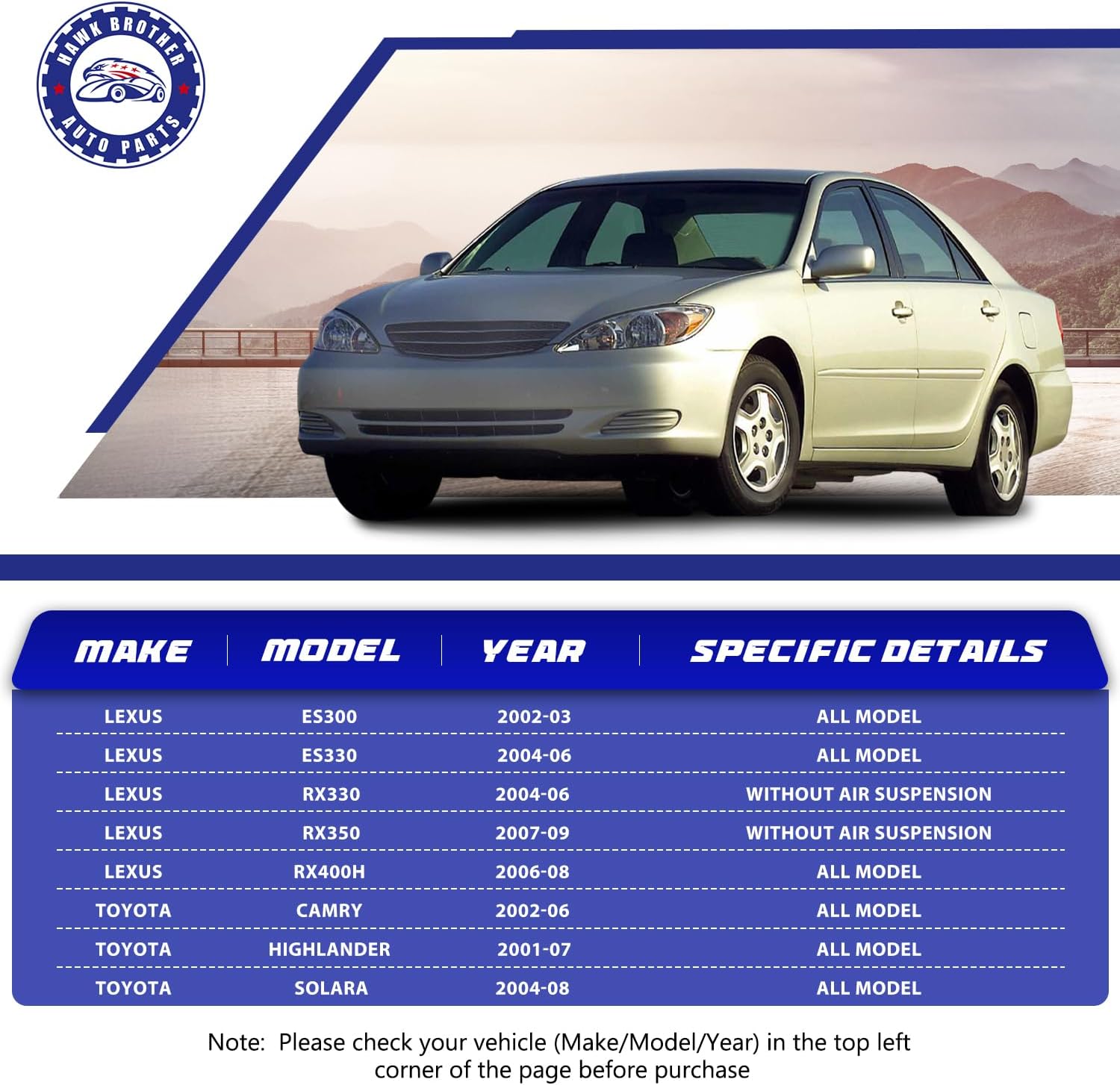 Control Arms, 6Pcs Front Lower Ball Joints Stabilizer Sway Bar Links Suspension Kit Compatible With Toyota Camry Highlander Solara Lexus ES300 ES330 RX330 RX350 RX400h