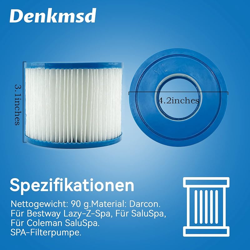 Denkmsd VI Medence Szűrőbetét Spa Pumpához 4 db Csomag