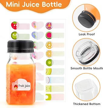 12pcs Mini Plastic Juice Bottles, 120ml Black Plastic Shot Bottle with Lids