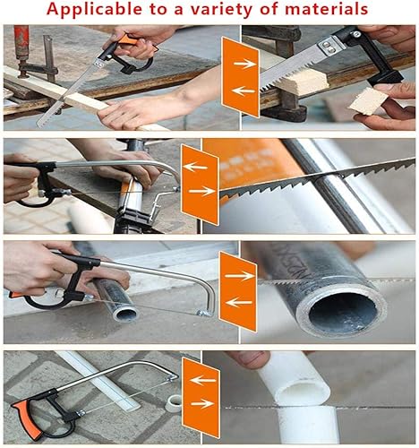 Miniatura 8 de Juego de sierra de mano multifunción de 12 piezas: sierra para metales, afrontamiento, arco, madera, acero para cortar madera, azulejos, vidrio,