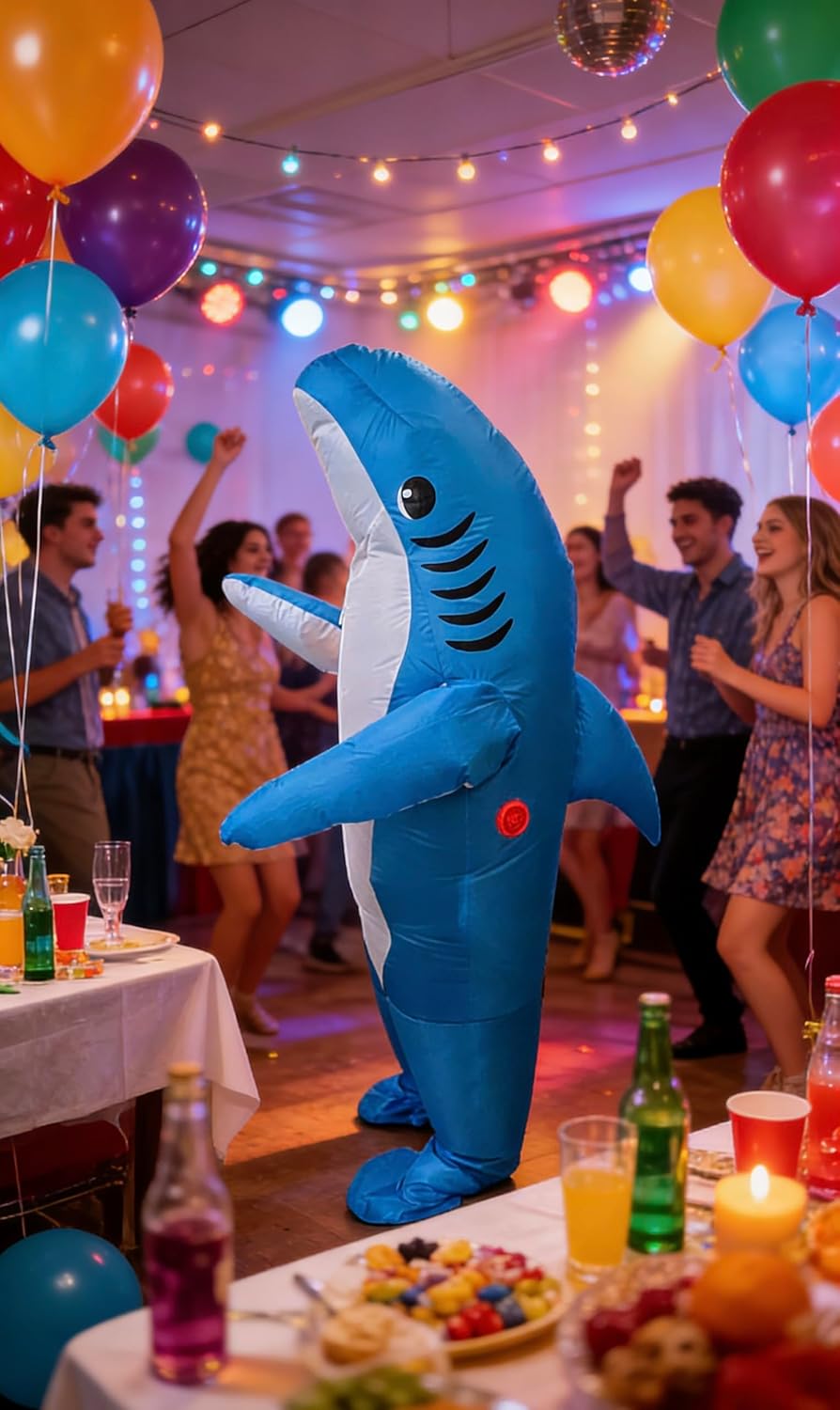 Luxepick Inflatable Shark Costume, Full Body Blow Up Shark Suit for Adults Kids, Waterproof Polyester Easy Inflate Funny Cosplay Outfit for Halloween Party Ocean Theme Events