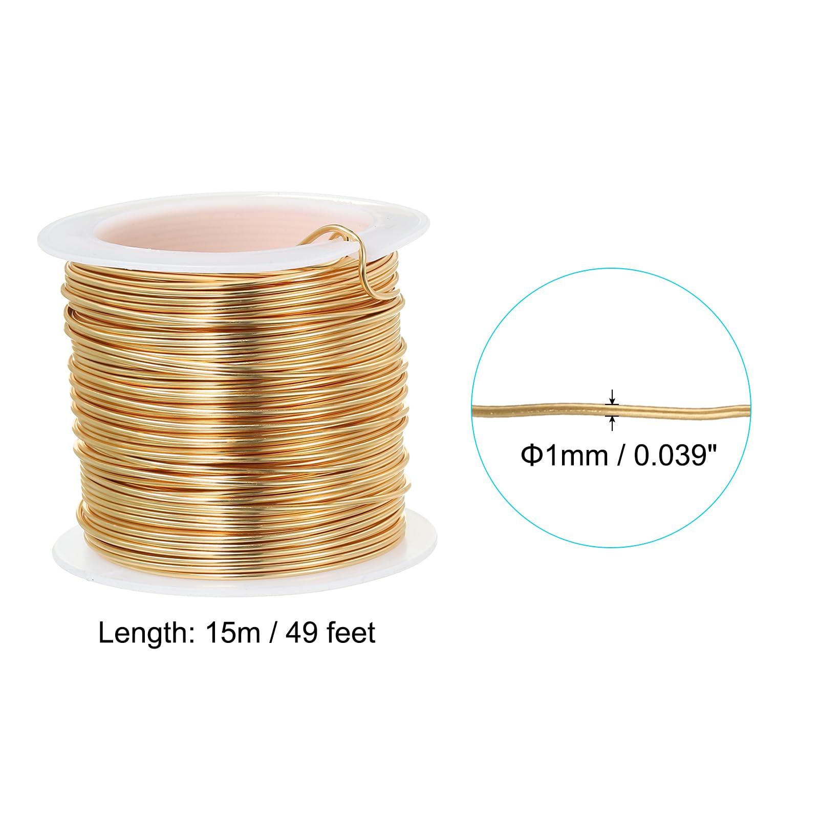 PATIKIL Filo Di Rame Nudo 24 Calibro, Oro Rosa – 52 Metri (171 Piedi) Per Artigianato, Gioielli, Bonsai E Decorazioni Fai Da Te