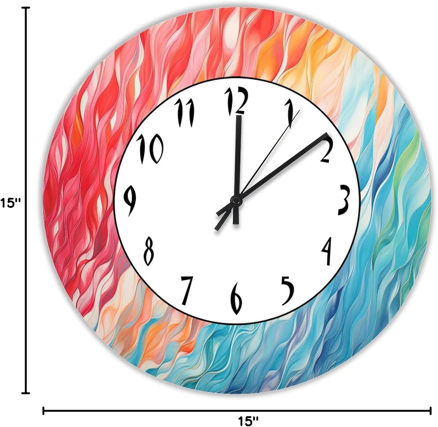 Vintage Decorative Wood Clock 15in,Red and Blue and Yellow Round Wooden Wall Clock for Kitchen Dining Room Home Decor Rustic Wall Art Wooden Clock Funny Gifts for Holiday, spgjkd4mhl7f