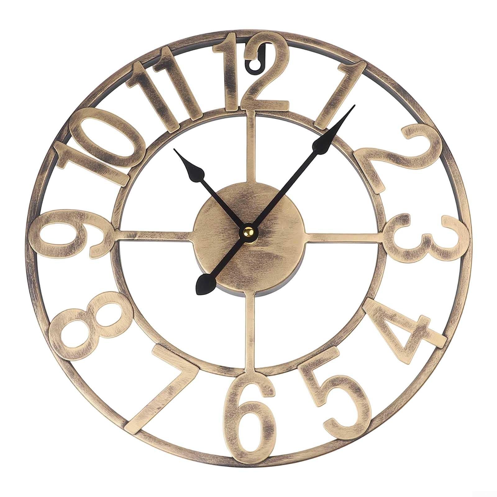 Vasiumic Vintage Outdoor Wall Clock, 40cm Large Silent Garden Decor Patio Porch Pool Area, Weatherproof Farmhouse Style (A)