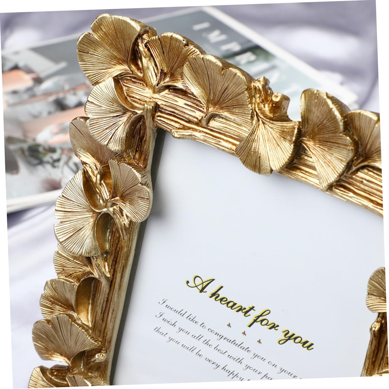 Alipis Cornice Foto Decorativa in Resina Foglia di Ginkgo Biloba Oro