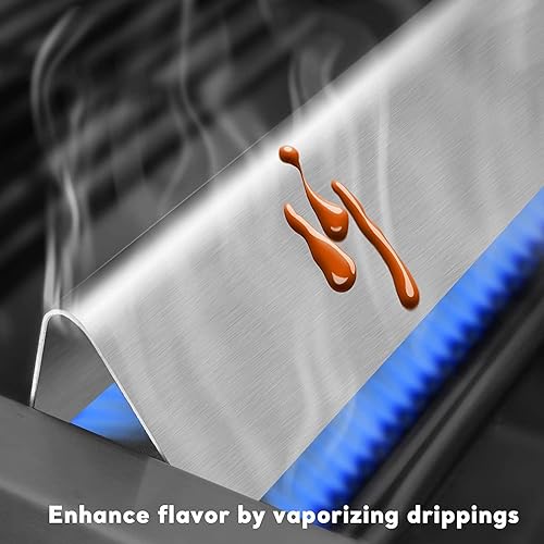 Miniatura 7 de QuliMetal SUS304 Barras aromatizantes y deflectores de calor de 17.5 pulgadas para parrillas Weber Genesis serie 300 con perillas de control