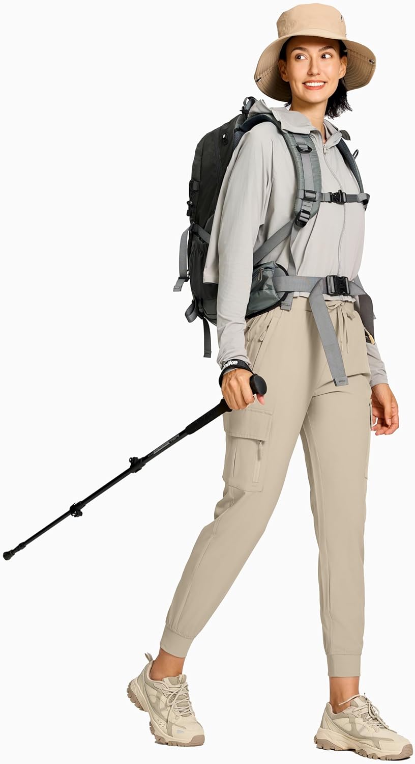 BVVU Women's Cargo Joggers Hiking Pants High Wasited Lightweight Quick Dry with Zipper Pockets Waterproof Athletic Sweatpants - Image 7