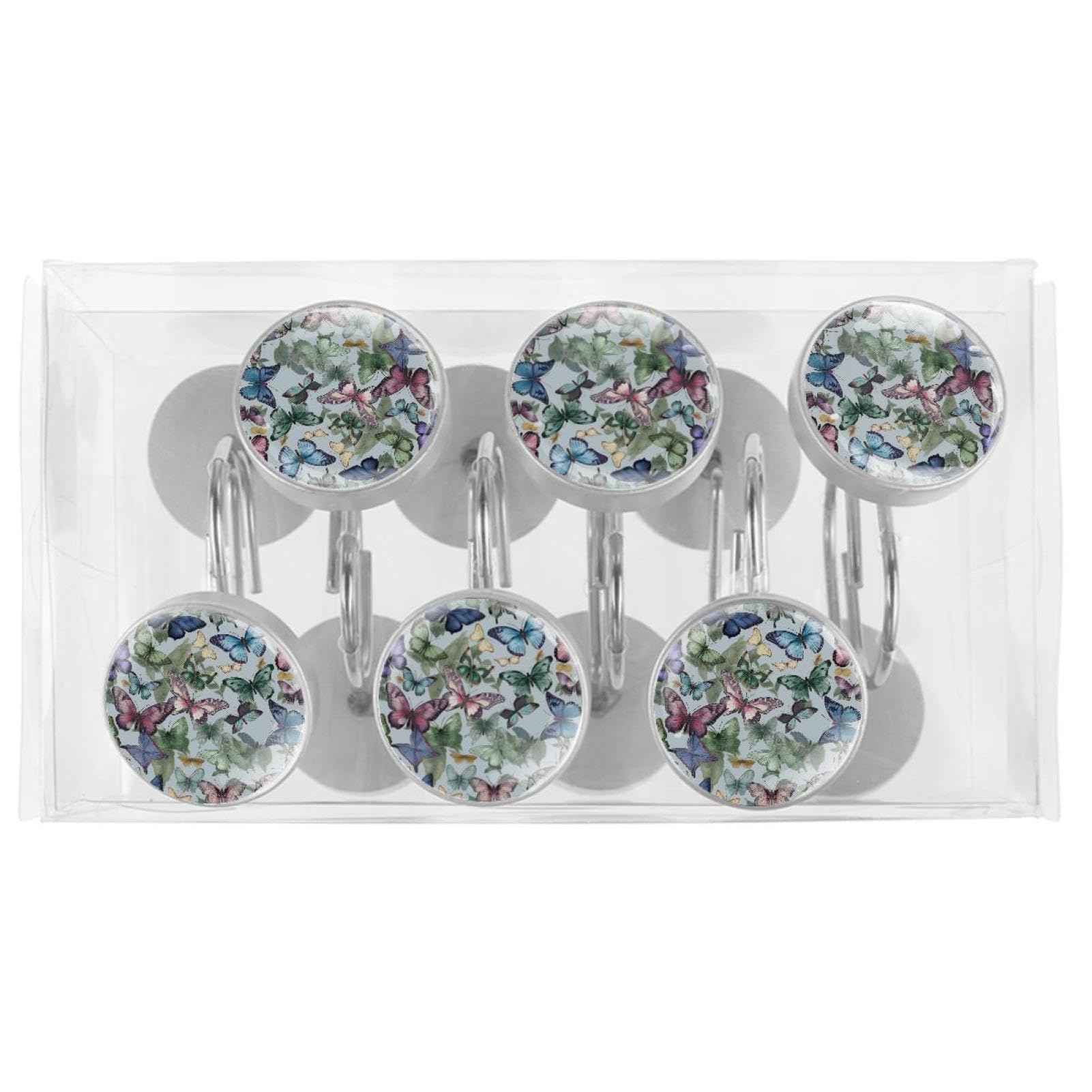 12 Butterfly Shower Curtain Hooks – Stainless Steel, Antique Bronze | Boho Bathroom Decor, Nature Theme