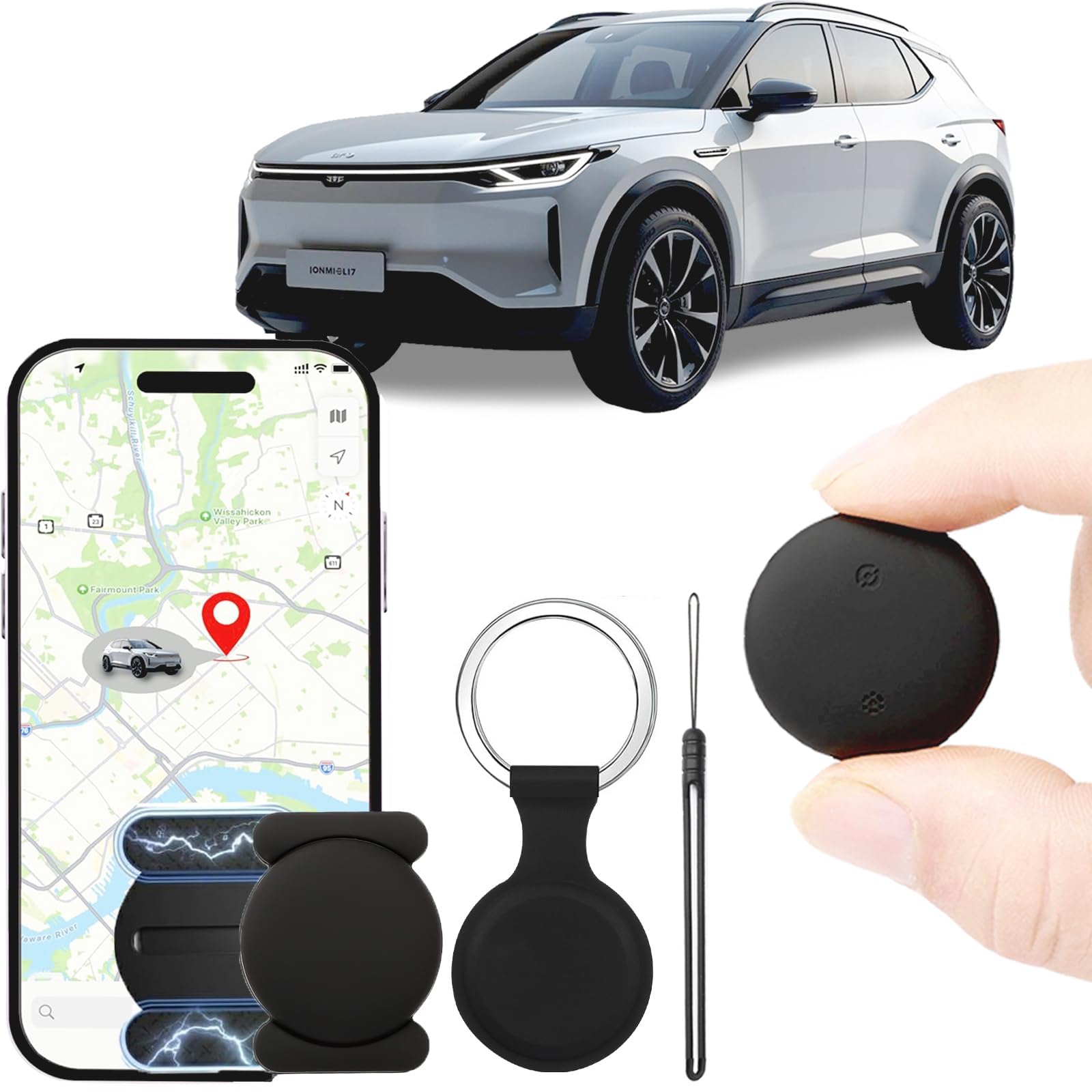 gps tracker for cars – compatible with android & ios, strong magnetic, no monthly fee, waterproof, 365-day battery, mini & hidden vehicle tracker
