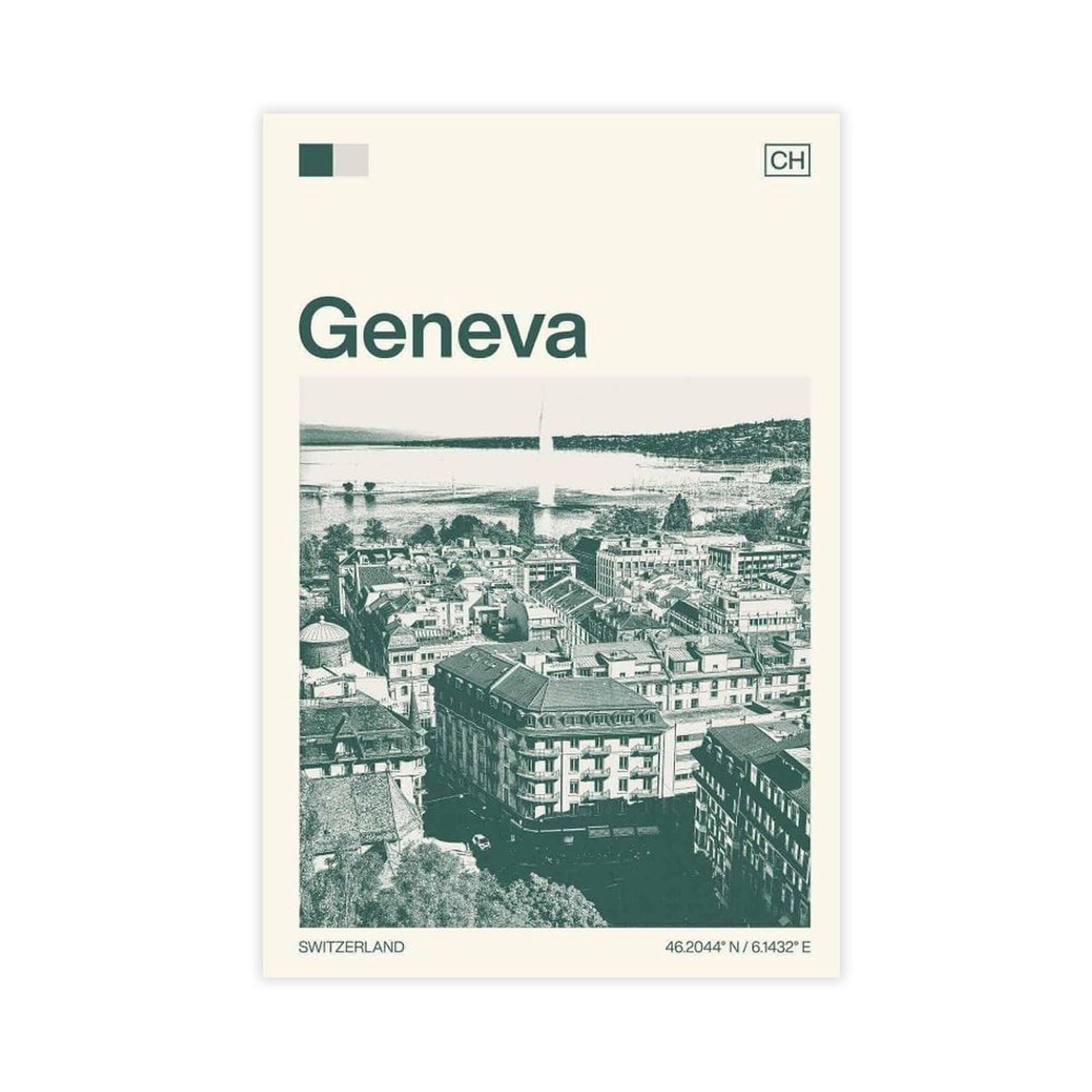 Flamint Geneva Switzerland Canvas Poster for Home Decor Gift