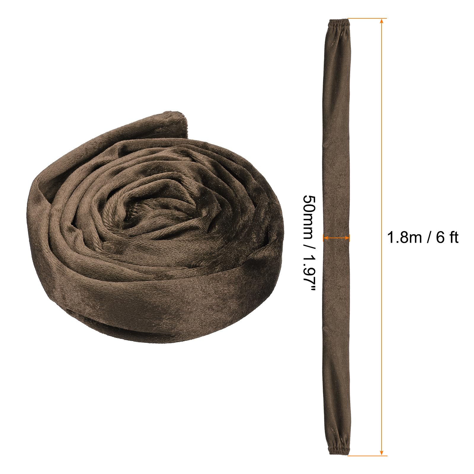 PATIKIL 1.97" x 6Ft Chandelier Chain Cord Cover, 1 Pcs Velvet Cloth Fabric Chain Sleeve for Chandelier Wires Swing, Cable, Brown - Image 2