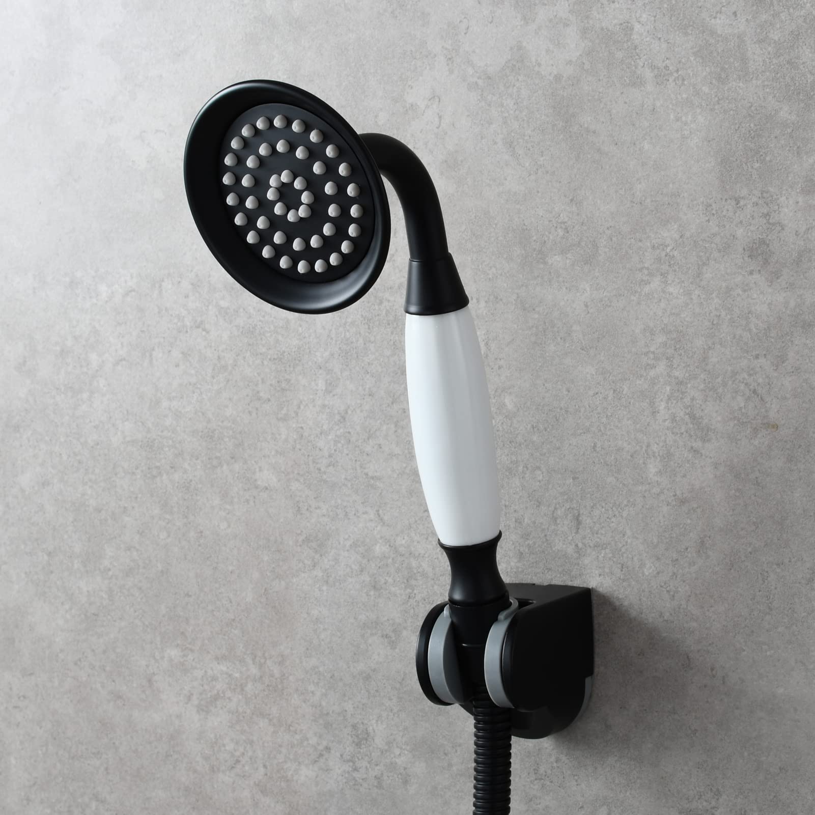Tecmolog Set de Douche Noir Pommeau de Douche Rétro en Laiton avec Flexible et Support Mural, BS126BF