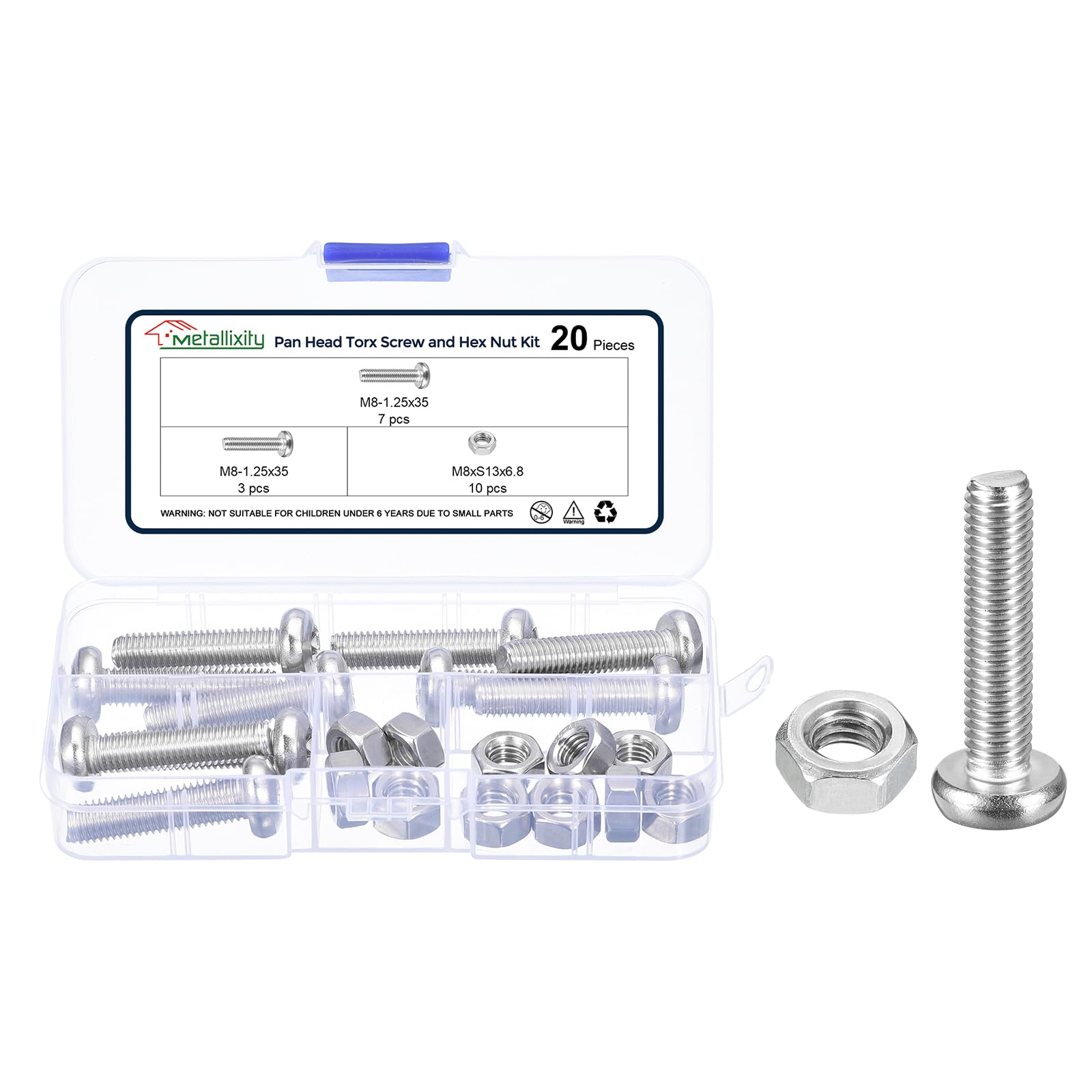 METALLIXITY Pan Head Torx Security Screws Bolts (M8-1.25x35mm) 20pcs