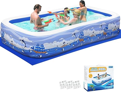 Miniatura 9 de Piscina inflable para niños y adultos, 118 x 68 x 22 pulgadas, piscinas inflables familiares de tamaño completo para niños, piscina gruesa