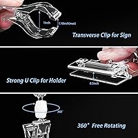 Vista 3 de Mlici Soporte giratorio transparente con clip, 16 clips de letrero giratorio POP para tienda al por menor, protector de tarjetas de PVC de 4 x 6