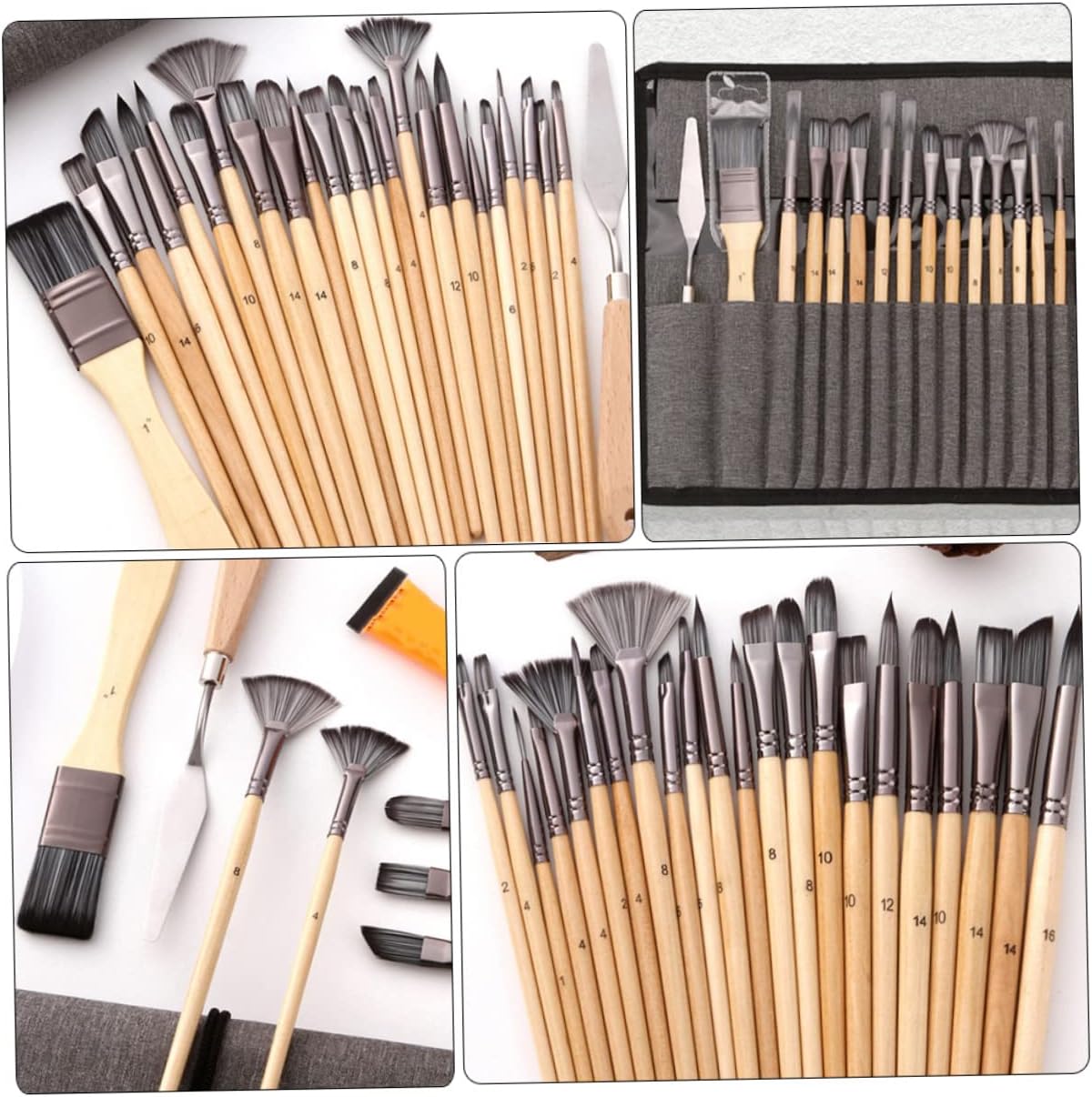 Watercolor Painting Tools 24pcs Brush Set Nylon Paintbrushes for Acrylic Oil Art Student Accessories
