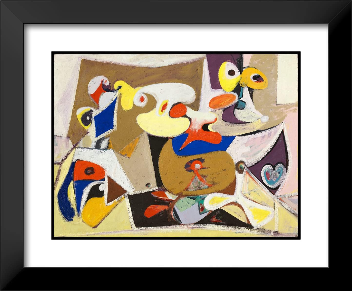 ArtDirect Arshile Gorky 24x20 Black Modern Framed and Double Matted Art Print Titled After Khorkum