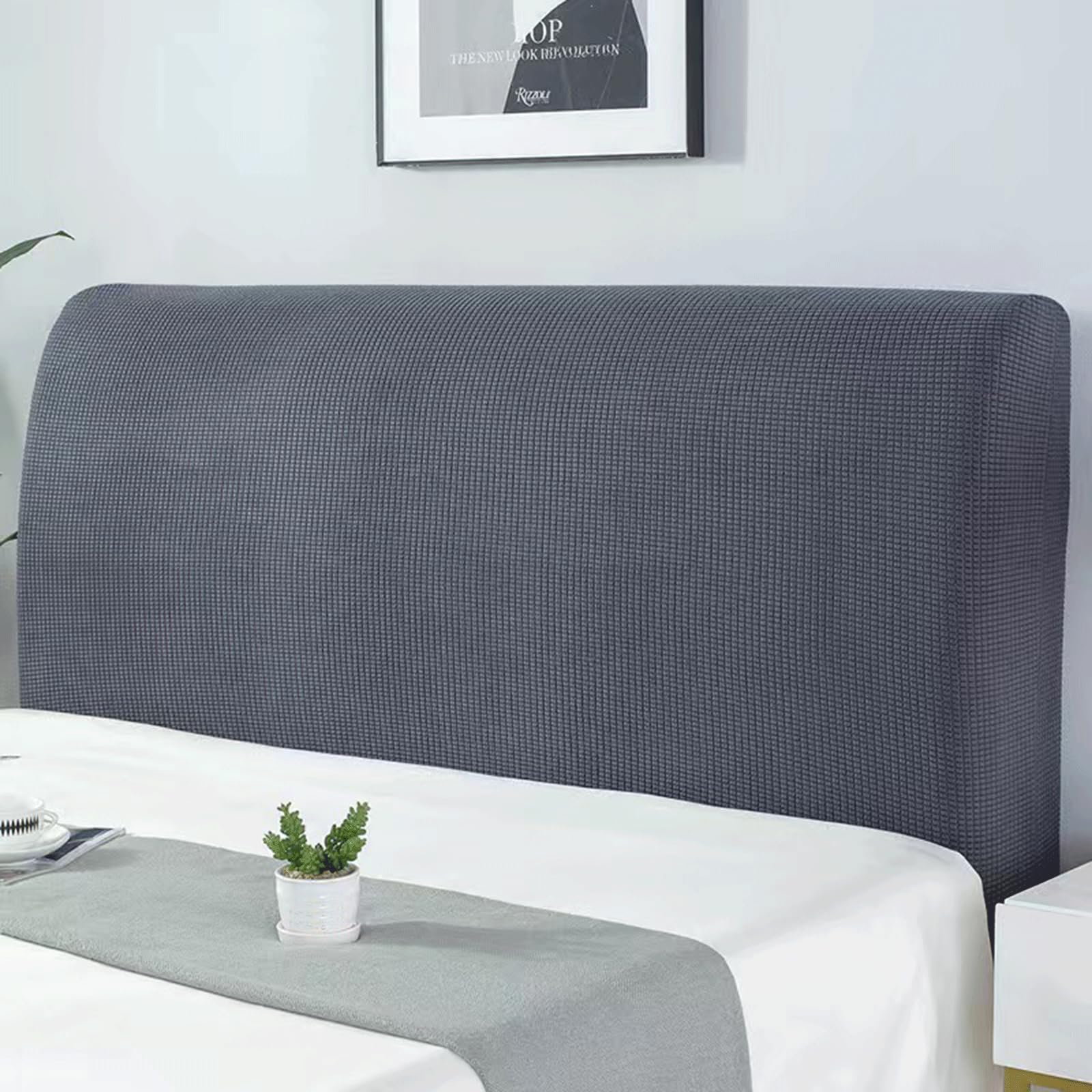 Zcxryfl Gray2 Bed Headboard Covers Slipcover, Nordic Style Stretch Headboard Covers For King/Single/Double Bed, Dustproof Protector Decor Bed Head Cover For Wood/Leather/Upholstered Headboard(110-135Cm,)