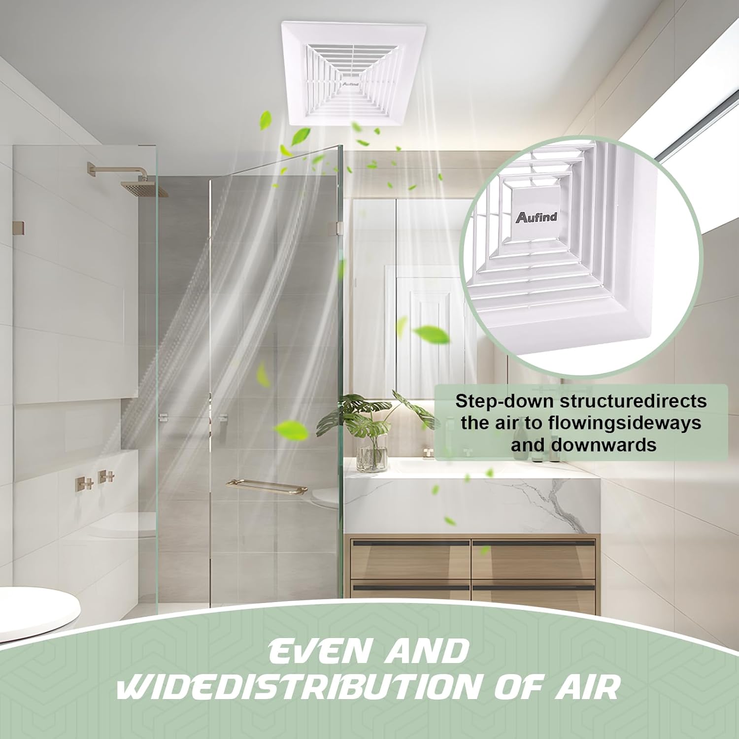 Aufind 2 Pcs 9" x9"Bathroom Exhaust Fan Cover with Spring, Square Ceiling or Wall Mounted Exhaust Fan, Ceiling Fan, Air Diffuser, Diverter Ventilation Hood, Ventilation Fan Plastic Cover