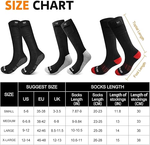 Miniatura 2 de Calcetines calefactables con ajustes eléctricos recargables, para hombres y mujeres, calcetines mejorados de 7.4 V con batería, 3 ajustes de calor,