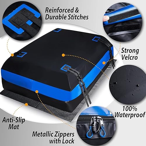 Miniatura 2 de ZONETECH Bolsa de carga para techo de automóvil, impermeable, antideslizante, resistente al frío, desgarros y polvo (paquete de 2 unidades de 21