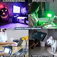 Vista 6 de Weeylite RB9 RGB Camera Video Light, App Control 12W LED On Camera Light with Tripod, 2500-8500K 360° Full Color CRI 95+ RGB Video Light Panel for