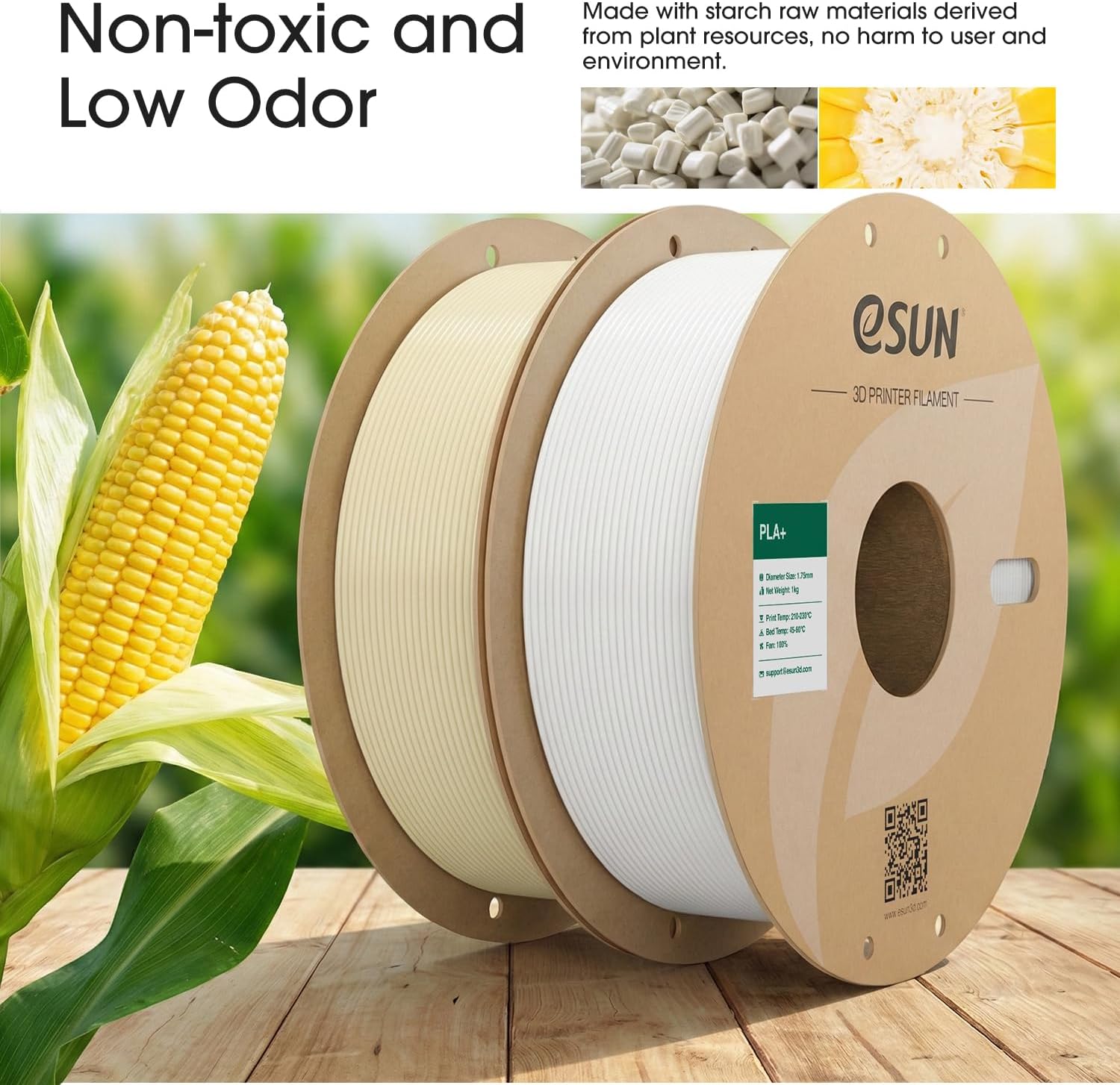 eSUN PLA+ Filament 1.75mm, 3D Printer Filament PLA Plus, Dimensional Accuracy +/- 0.03mm, 1KG per Spool, 2 Spools 3D Printing Filament, Fire Engine Red