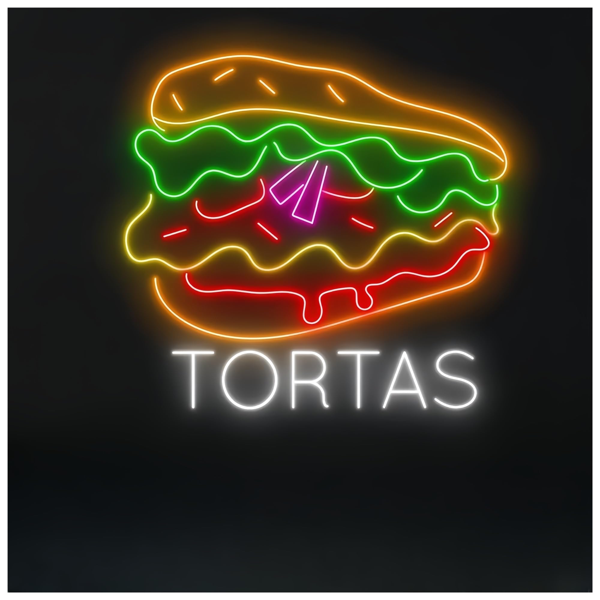 SHOUXI Sign Lamp Tortas Neon Sign for Tortas Store Neon Sign Light Restaurant Wall Decor Street Food Decoration Neon Light(100CM)