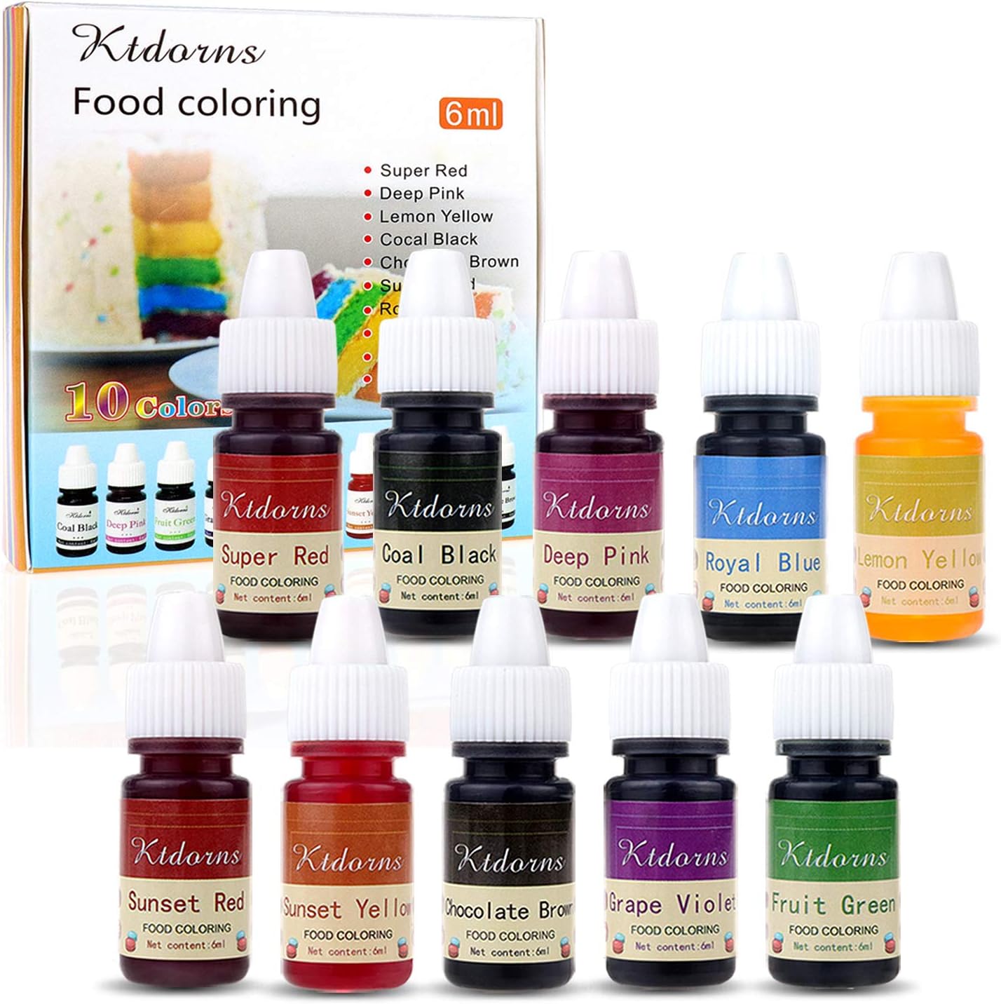 Food Colouring Food dye Flo Concentrated Liquid Food Air Brush - 10 Colours (6ml)