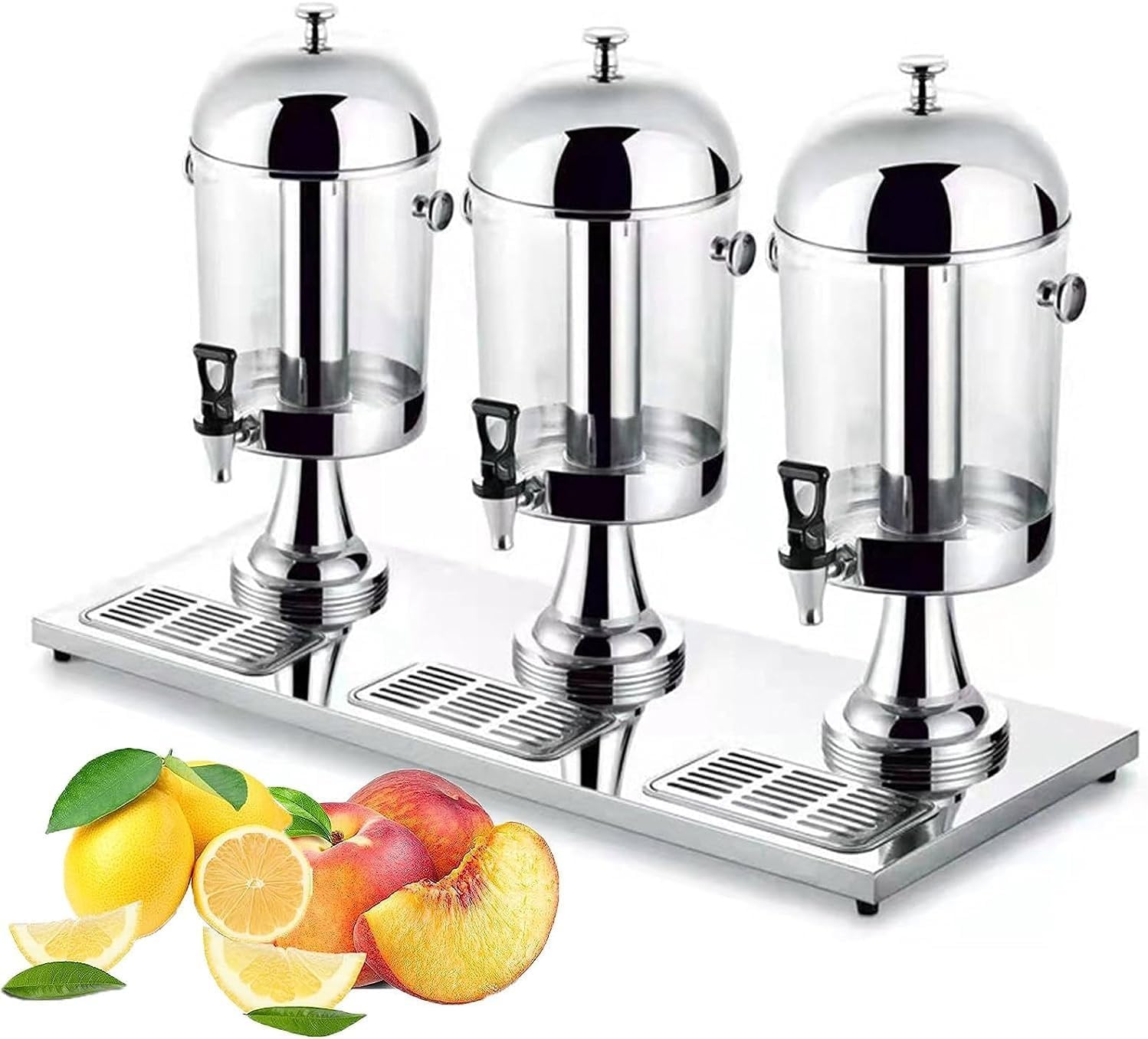 MYUYEE Drink Dispenser With Tap, Commercial Heavy Duty Beverage Dispenser, Stainless Steel Cold Juice Dispenser, For Party (Silver 24L)