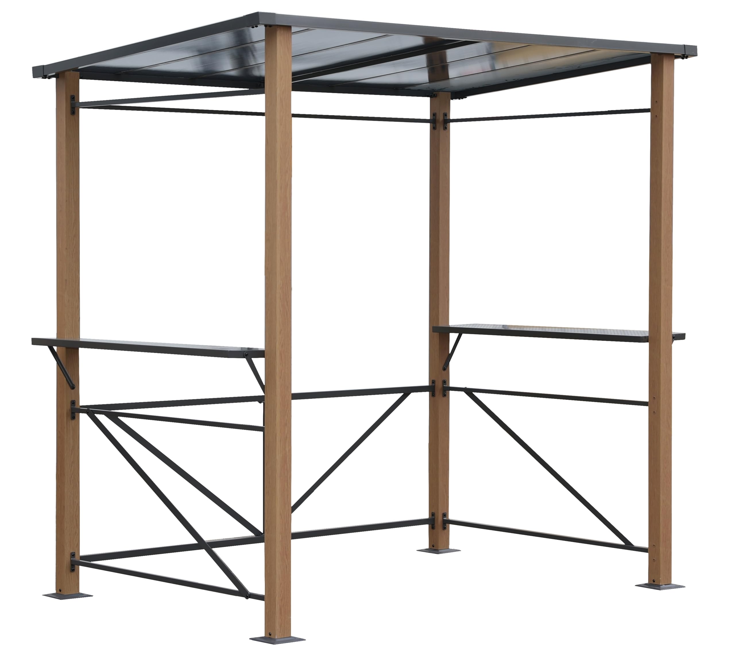 LECO-Luxus Grillpavillon – Grillpavillon mit Holzoptik, 2,35 x 1,50 m, wasserdicht und wetterfest