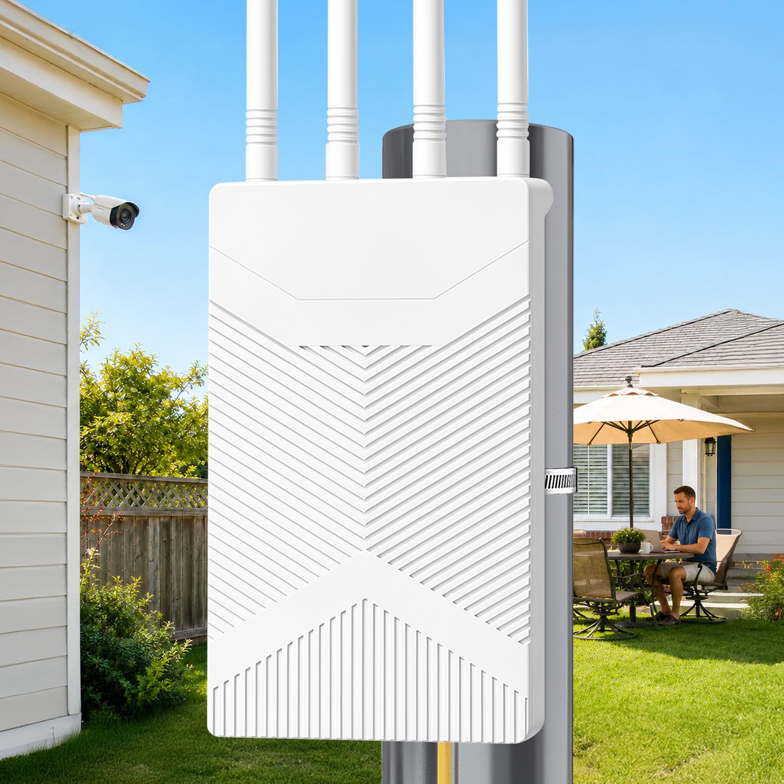 Outdoor WLAN Repeater, 1200Mbps WLAN Verstärker Outdoor mit Gigabit Anschluss, IP67 Wetterfester Dualband Wireless Access Point für Außenbereich Kameras, Gärten, Innenhof, Parkplätze