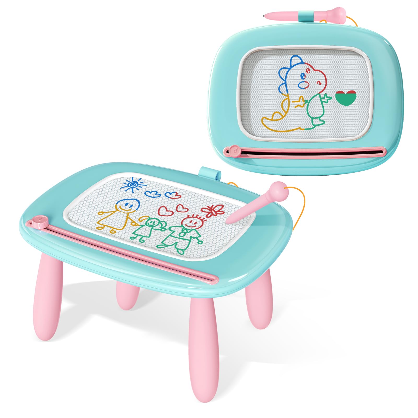 Kikidex Toddlers Toys Age 1-3, Magnetic Drawing Board, Doodle Board Pad Learning and Educational Toys for 1 2 3 Year Old Kids Birthday Gift (Mint Blue)