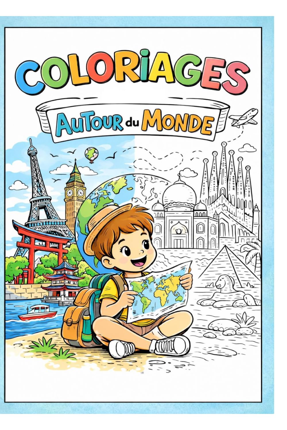 Autour du Monde – Livre de Coloriage Voyage: Iillustrations de monuments, paysages et cultures du monde entier | Activité créative relaxante pour ... | Idée cadeau pour les passionnés de voyage