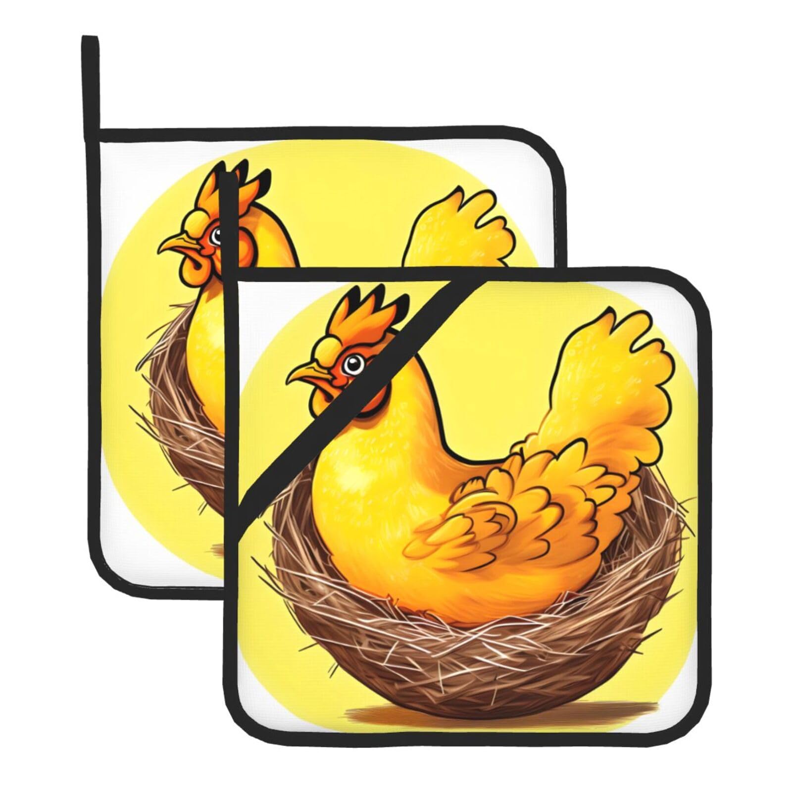 Bird's Nest Golden Chicken Square Heat Resistant Trivet Set Thick and Durable for Baking Barbecue Cookware Oven